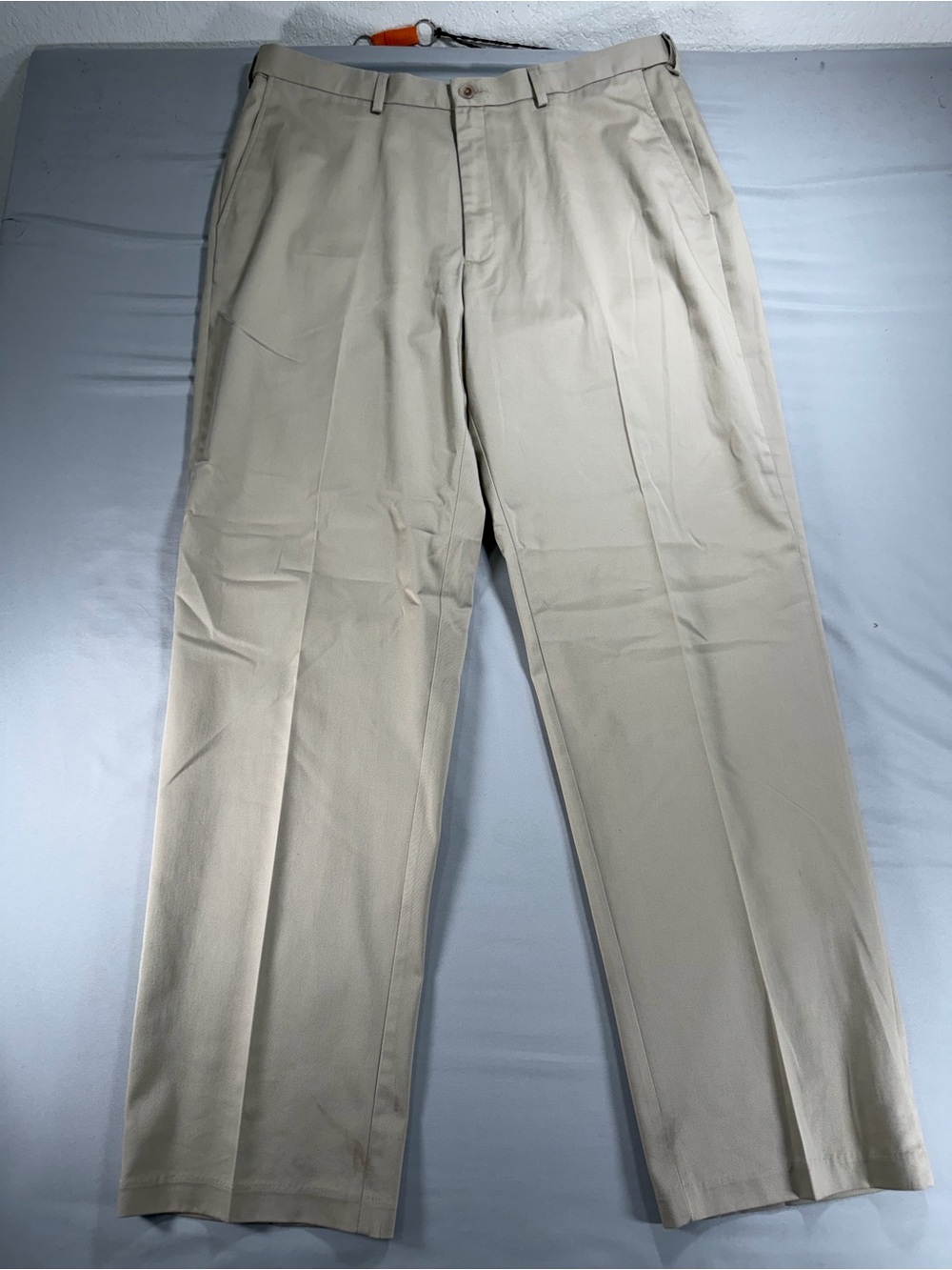 Haggar Mens Premium No Iron Khaki Pants 38x34 Classic Fit Flat Front Tan #1029